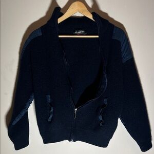 Ansett Navy Zip-Up Sweater. ‎ Pure Wool.  Size L